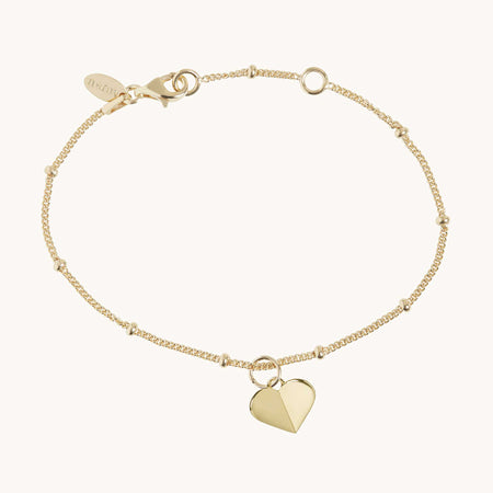 Mini Heart Bead Bracelet Gold